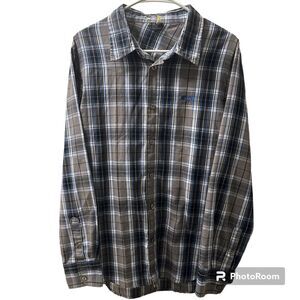 Oakley Men's Tartan Long Sleeve Button-Up Shirt SZ Large Blue Gray Tartan Plaid